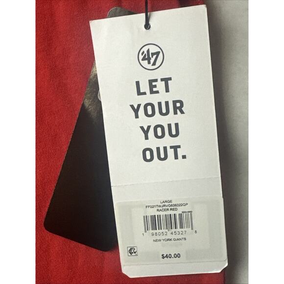 NWT ‘47 NFL New York Giants Racer Red Go Big Blue Women’s T-Shirt Sz L - Picture 5 of 11